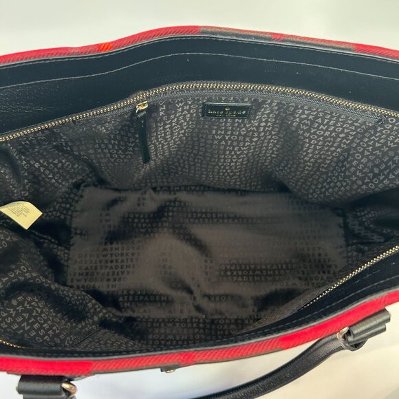 NWOT Kate Spade New York Medium Harmony Plaid Tote Bag With Black Leather Bottom - Picture 4 of 13